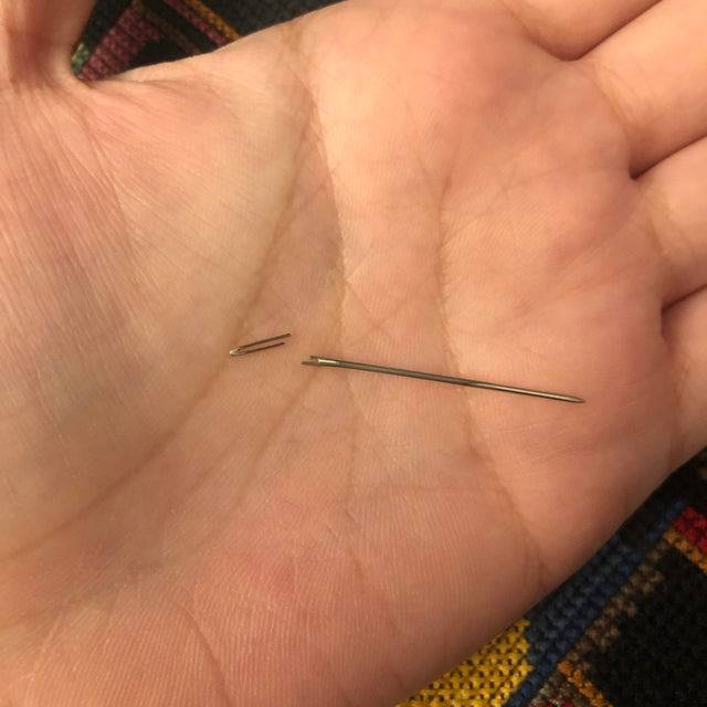 broken needle from sewing