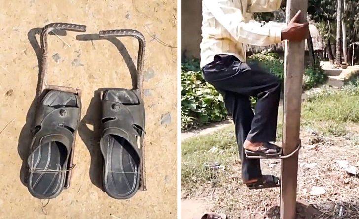 climbing poles with special shoes