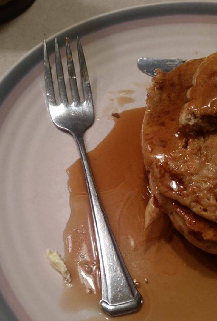 fork in syrup while eating still