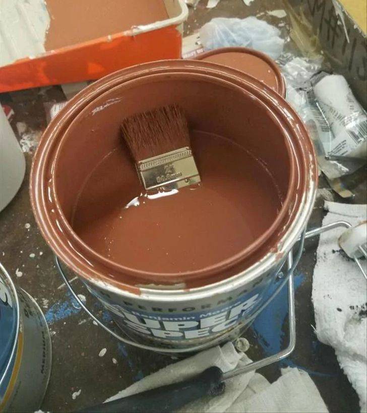 brush falls in the can