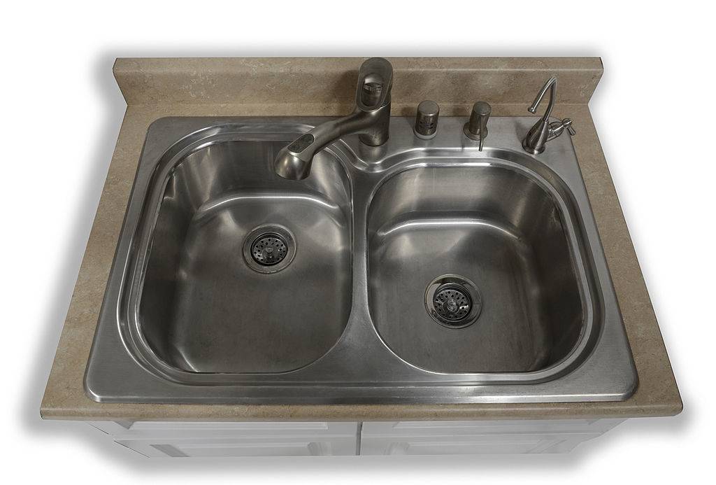 Aerial view of a clean stainless steel Kitchen sink