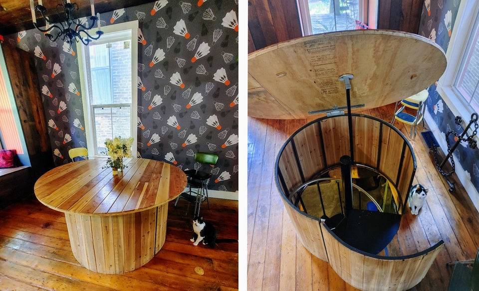 spiral staircase in the kitchen