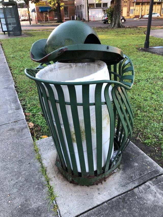 trash can breaks