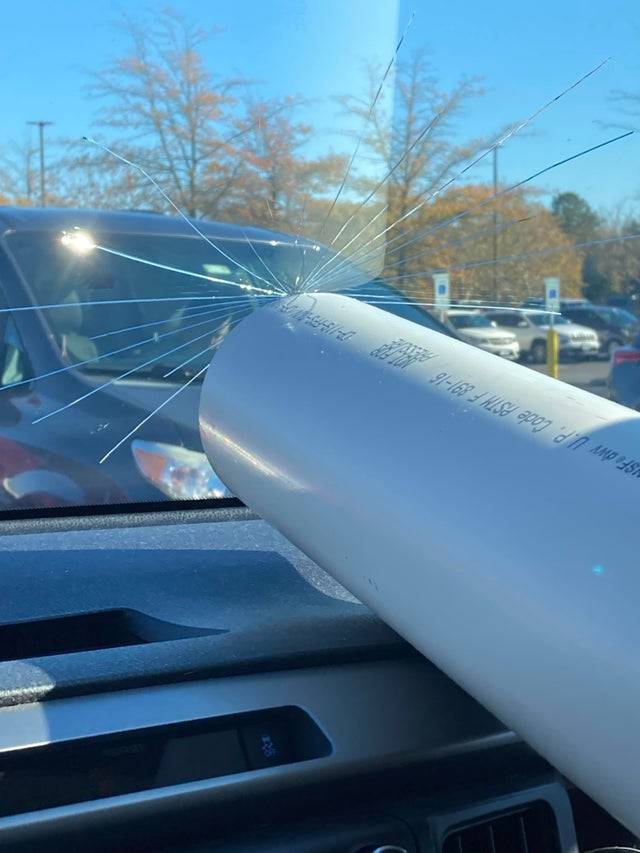 10 foot pipe cracks windshield