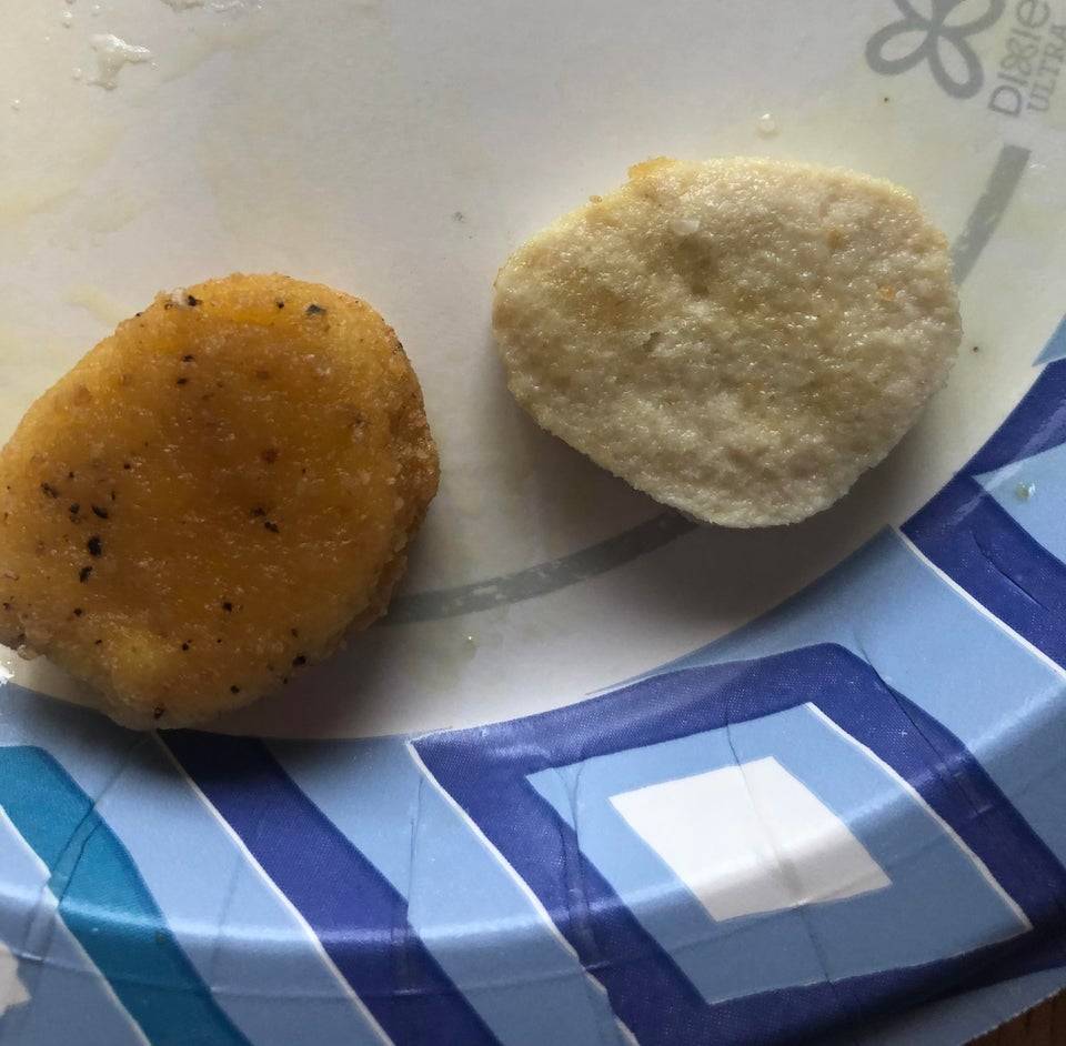 Chicken breading picked off chicken nugget