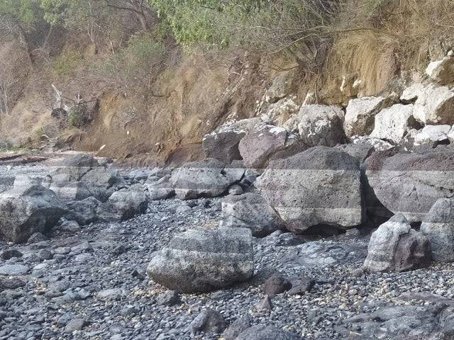 Tide line on rocks has created a color gradient naturally