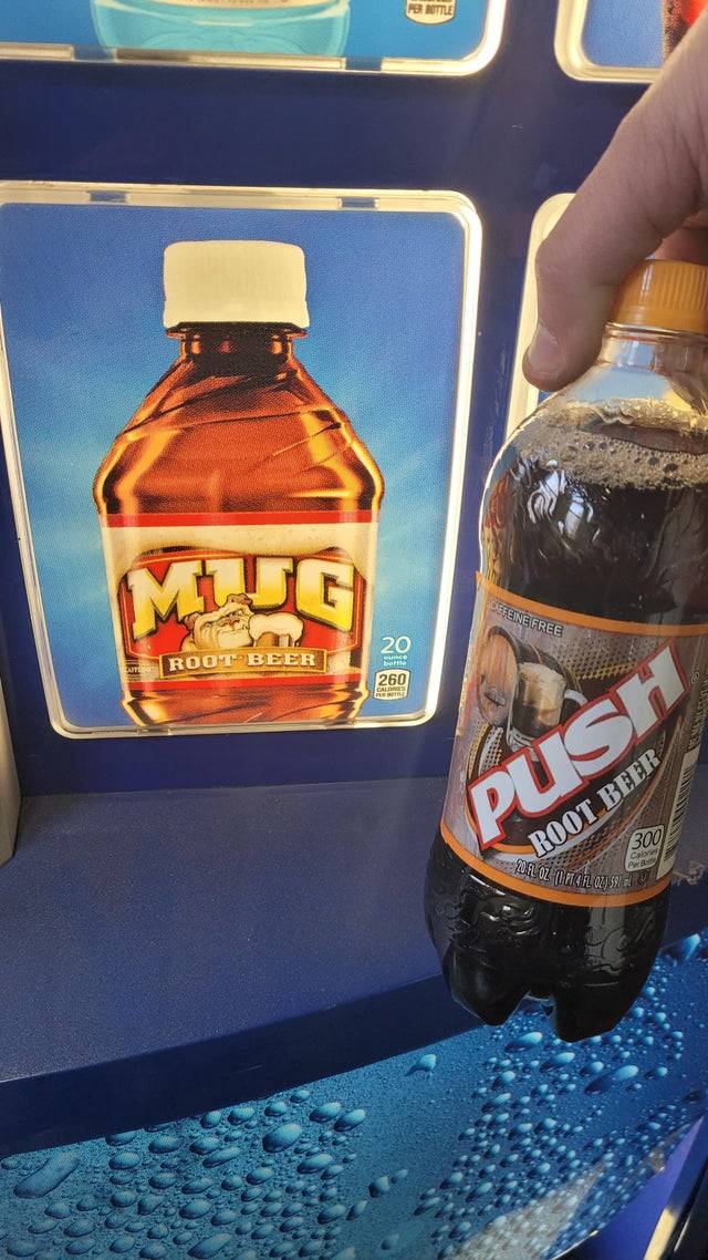 Mug and no name Rootbeer from vending machine