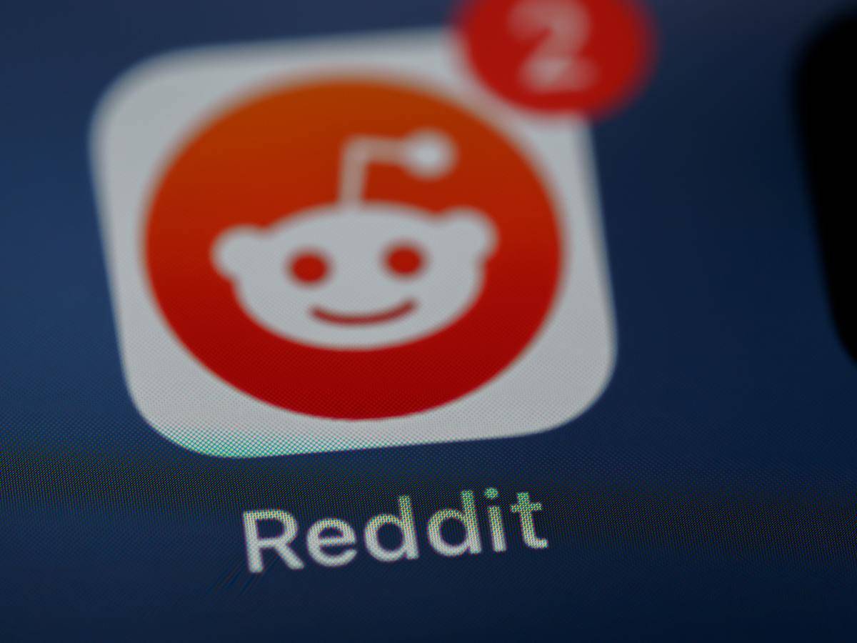 Close-up of a Reddit app.