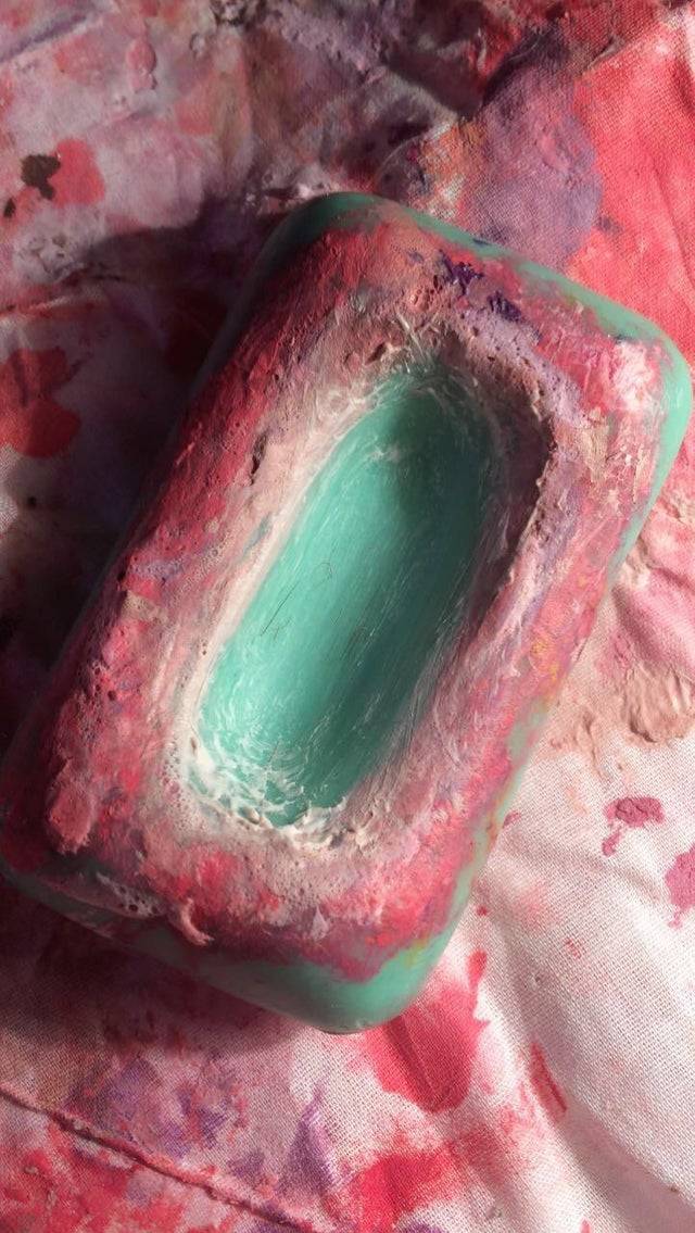Bar of soap with paint on it. 