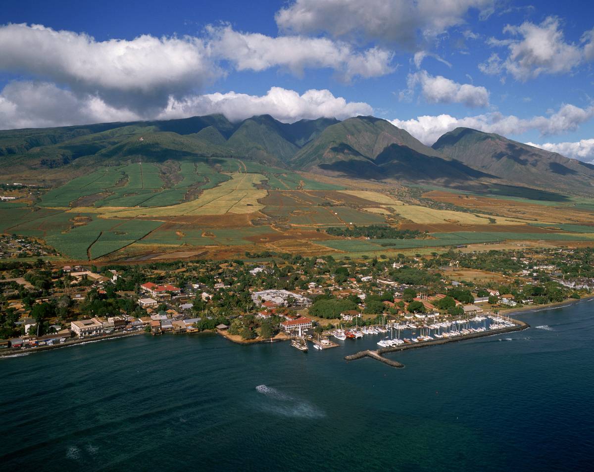 Aerial View of Lahaina on the Coast of Maui