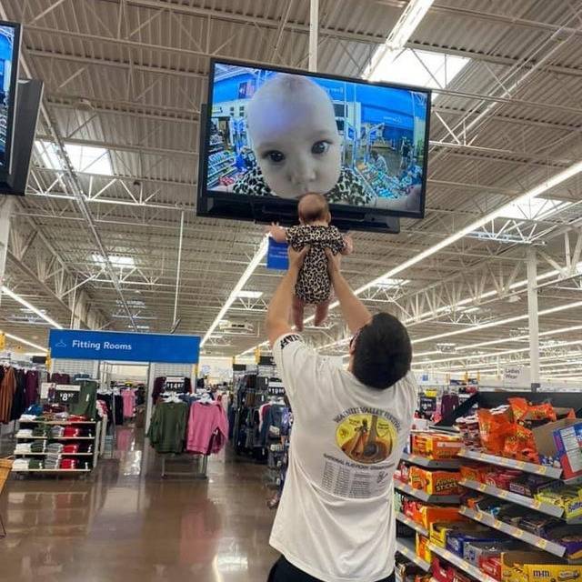 baby on camera at walmart