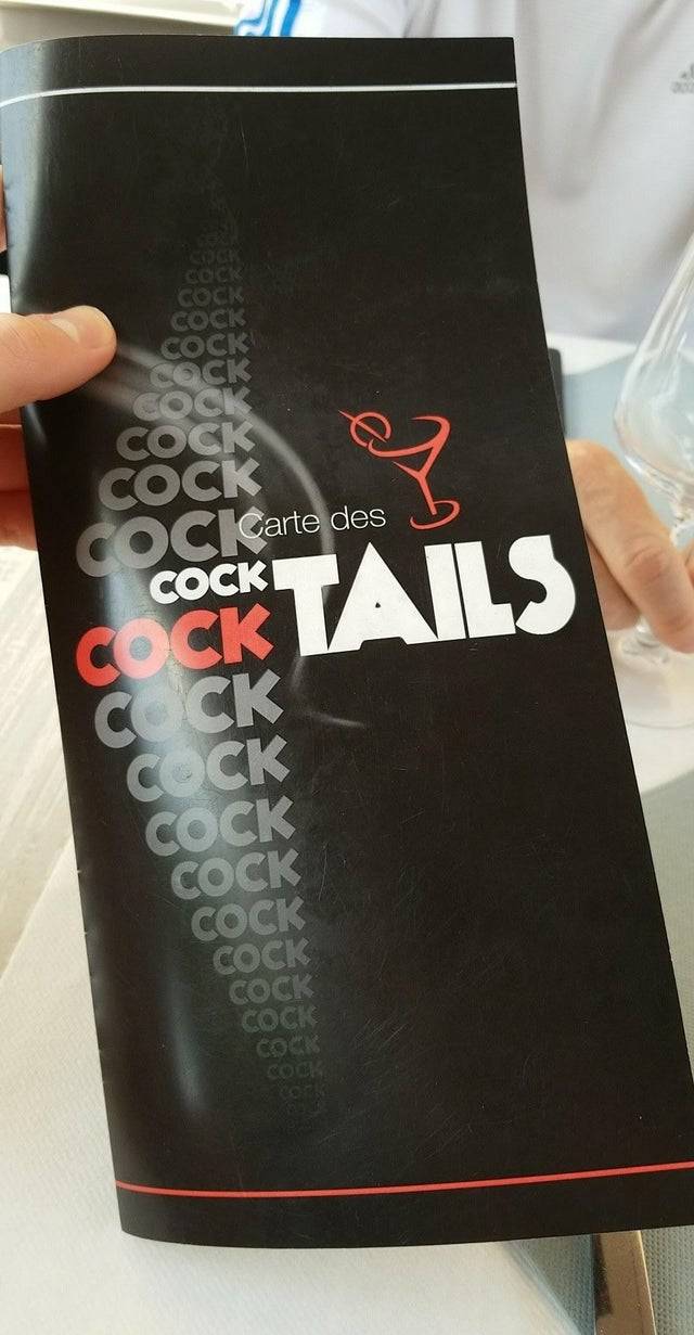 cocktails menu