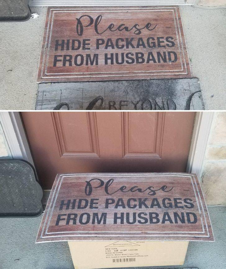 hide the package from the husband