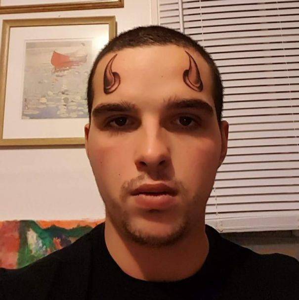 kids gets horns on his head