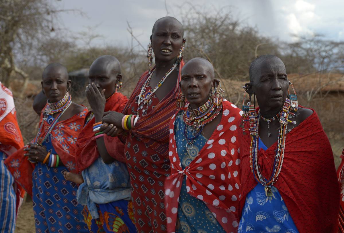 Masai women wearing traditional clothes, Kenya