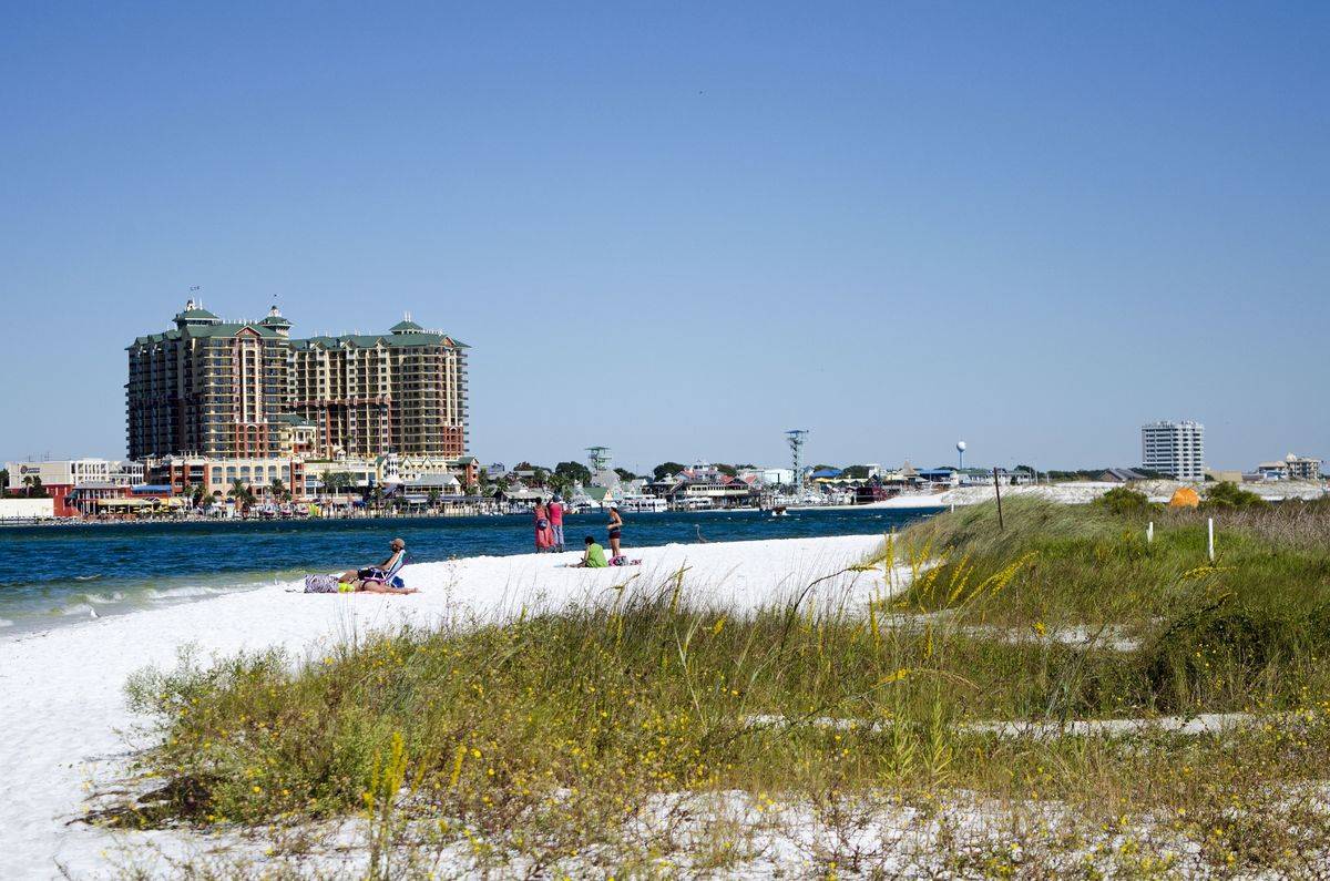 Military beach on Okaloosa Island overlooks Destin a holiday resort