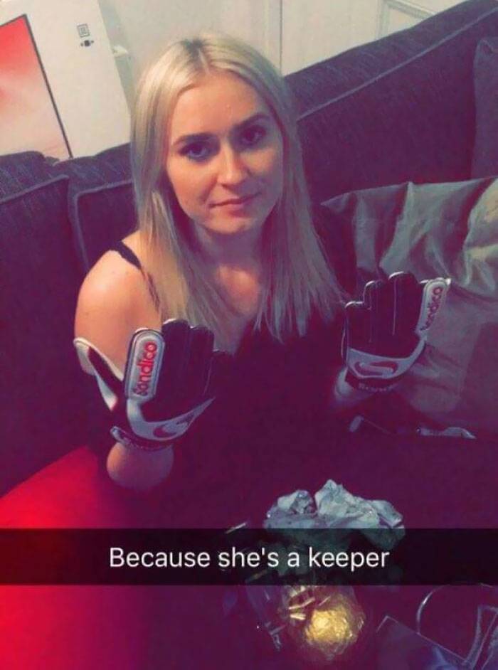 she's a keeper so she gets gloves