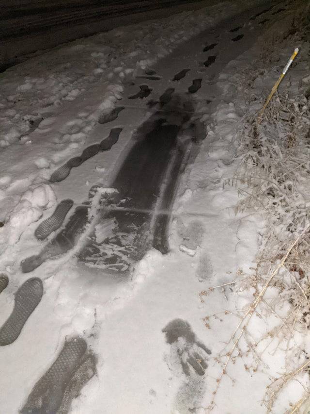 sliding on ice and snow