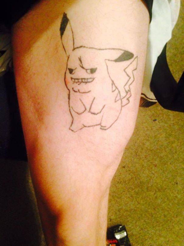 weird pika tattoo looks crazy