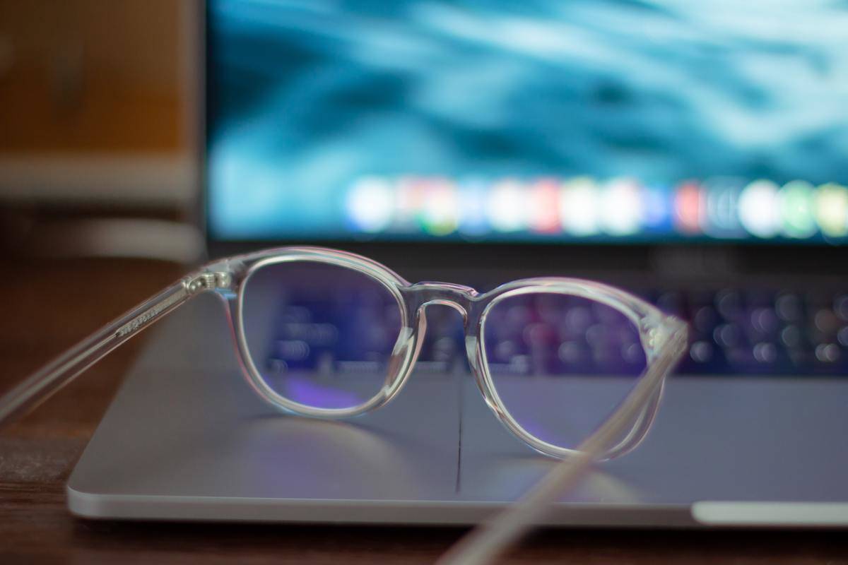 Glasses on a laptop