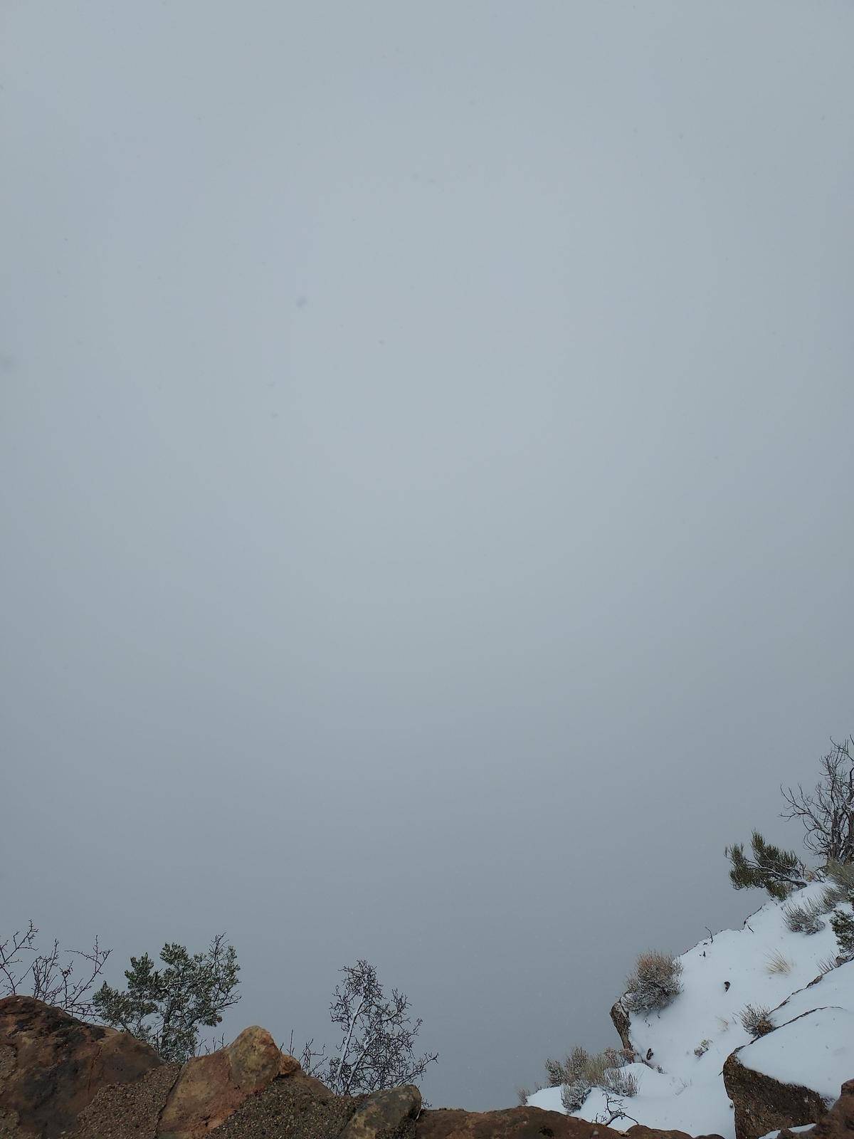 The Grand Canyon on a very foggy day. 