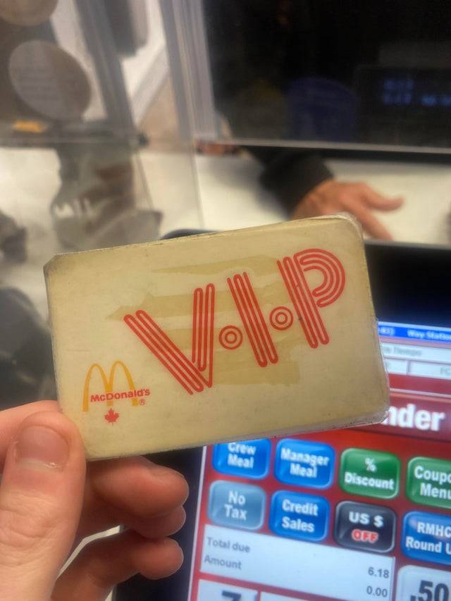 Old VIP McDonald's card 