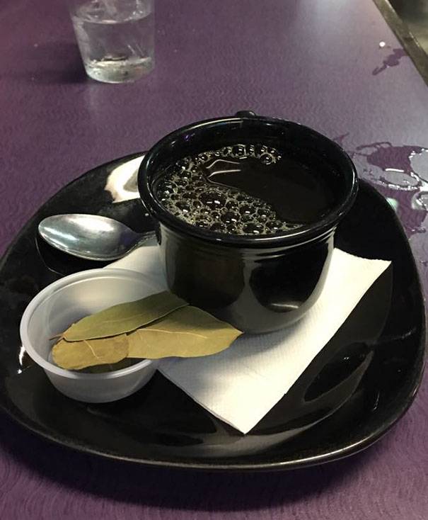 coffee with baileys but got leaves