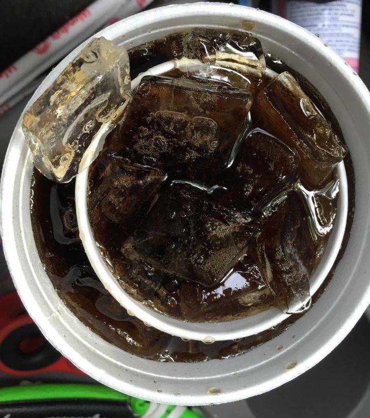 coke with an extra cup but got it inside the cup