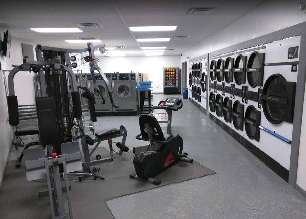 laundry with gym inside of it
