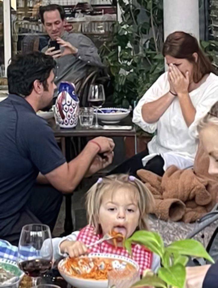 spaghetti girl during proposal