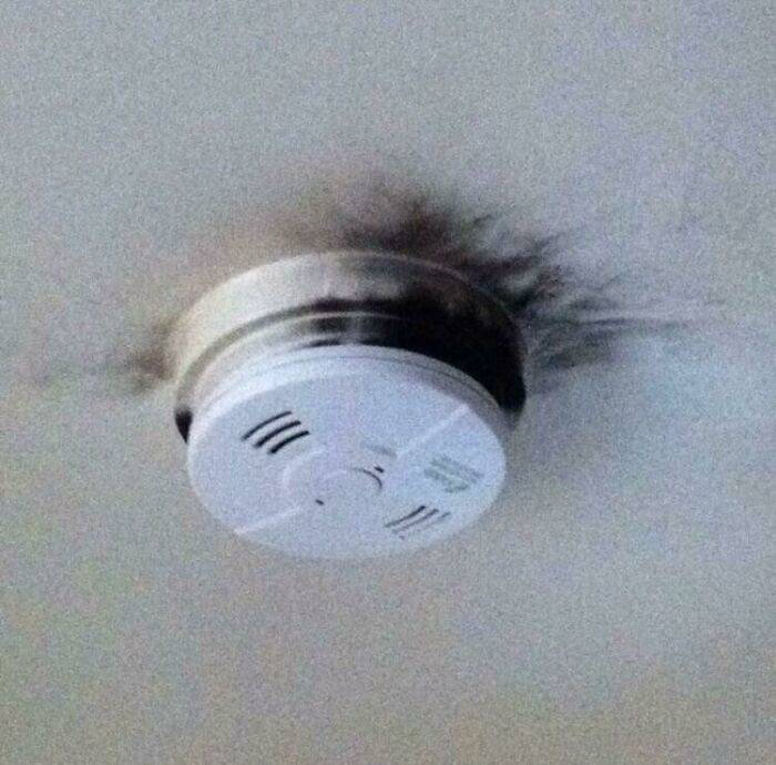 smoke detector caught fire