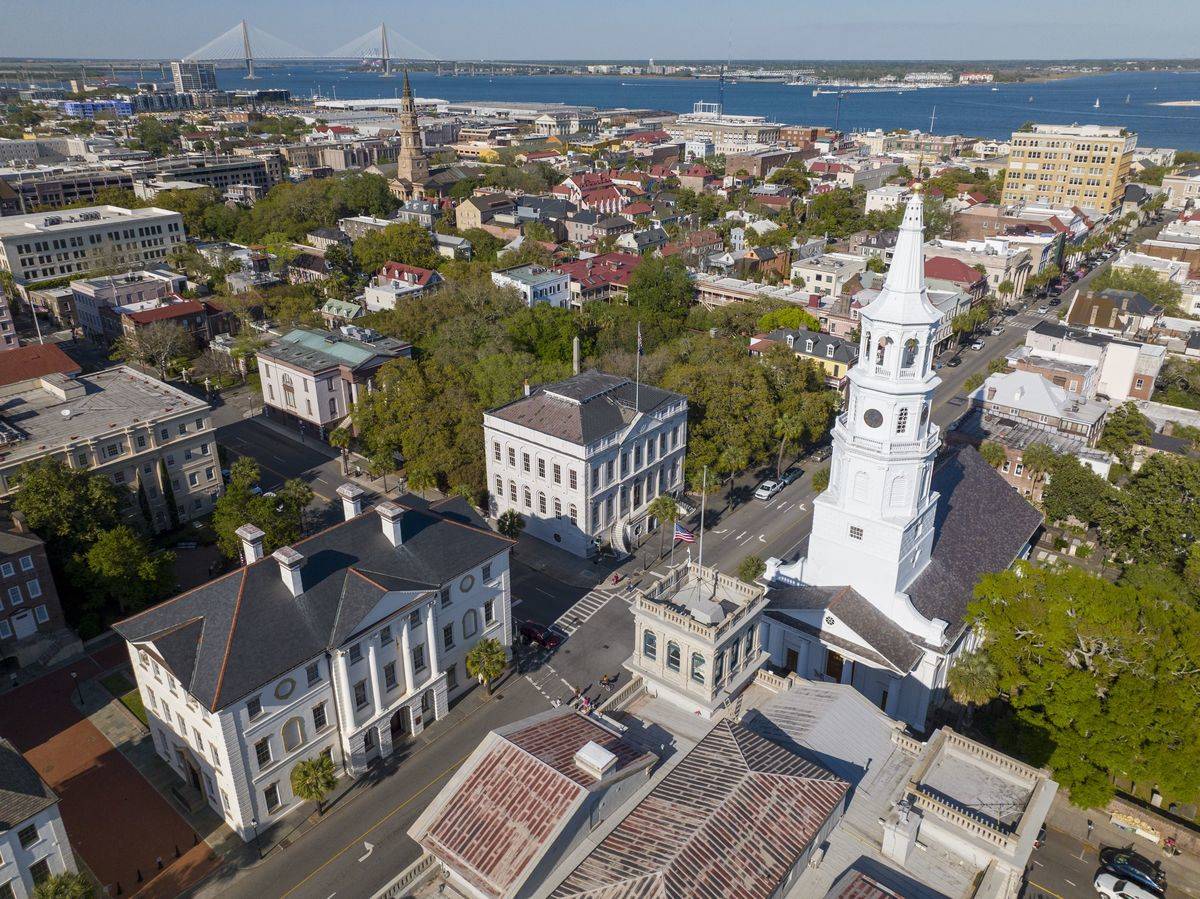 Aerial view of historic Charleston, South Carolina.