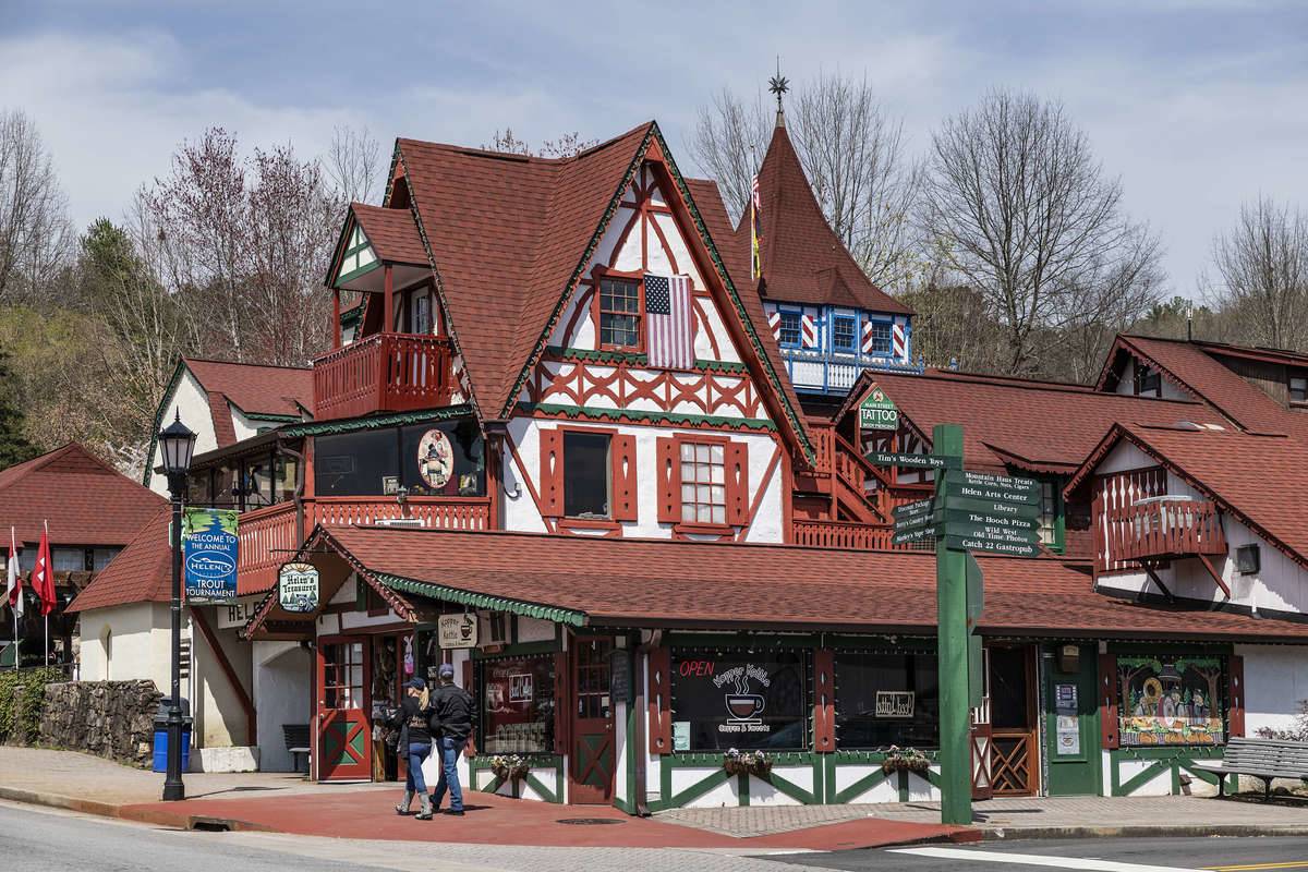 Helen, Georgia is a town modeled on a Bavarian alpine design