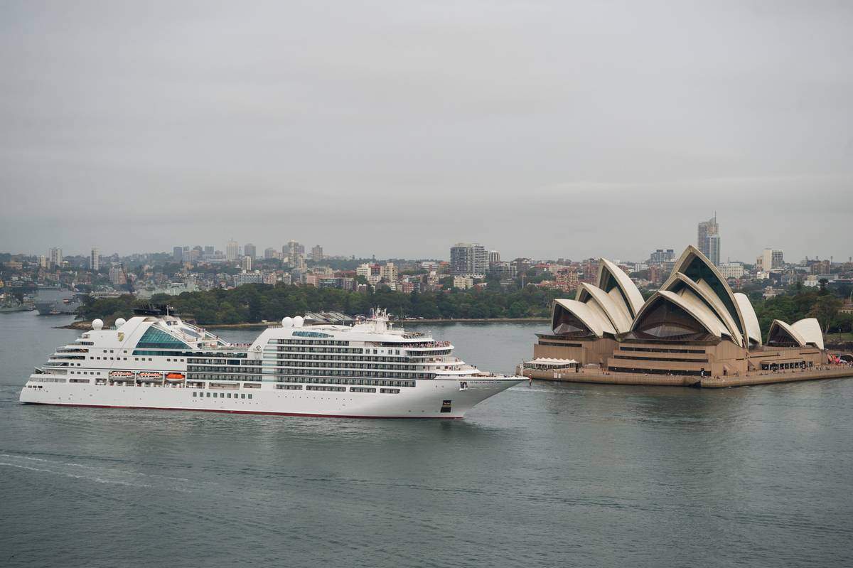 Five star luxury cruise ship Seabourn Encore arrives into Sydney Harbour