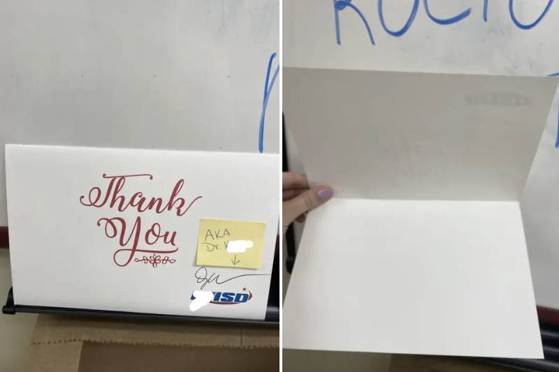 Thank you note from boss blank with no writing