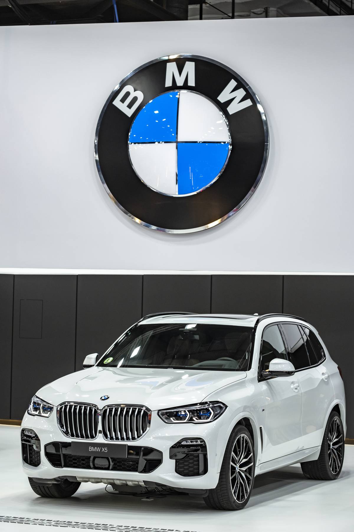 The brand logo and the new BMW X5 car model of the BMW car...