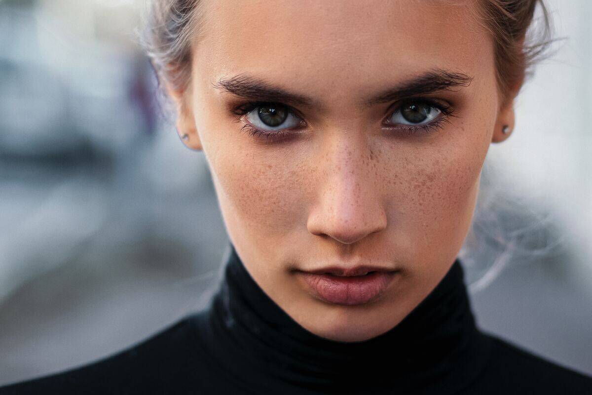 Woman staring intensely