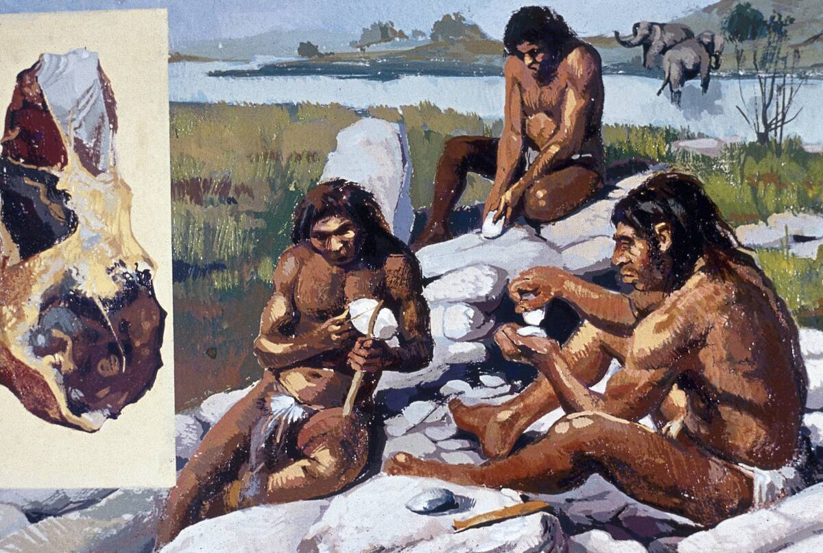 Neanderthals making weapons and tools