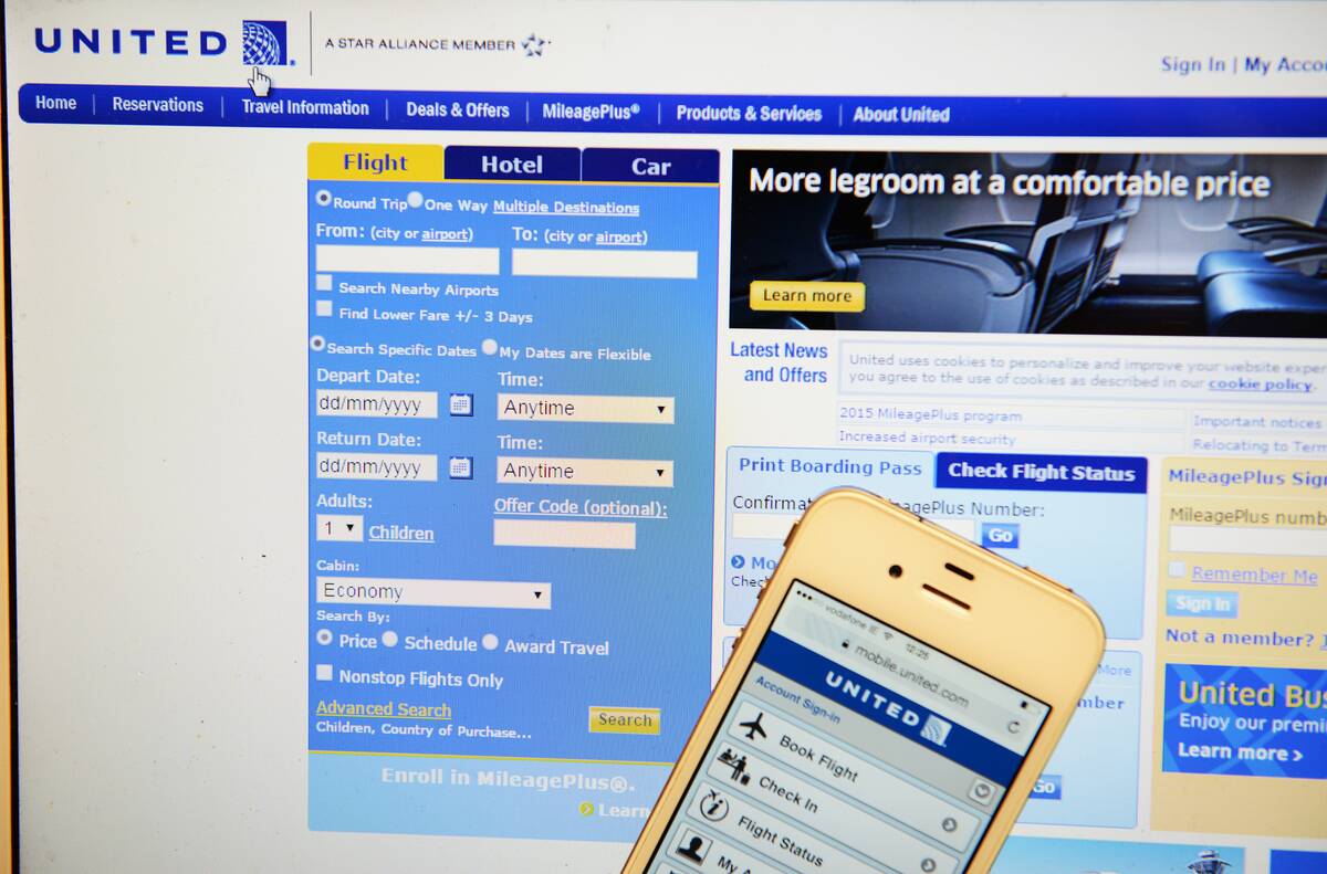 United Airlines Website and IPhone