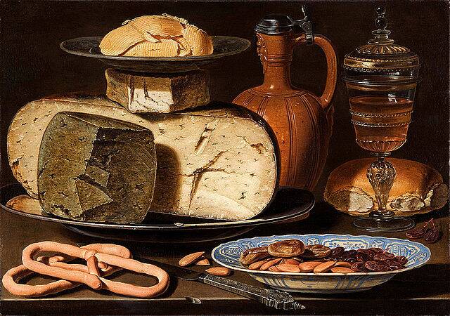 Clara_Peeters_ Still_Life_with_Cheeses,_Almonds_and_Pretzels