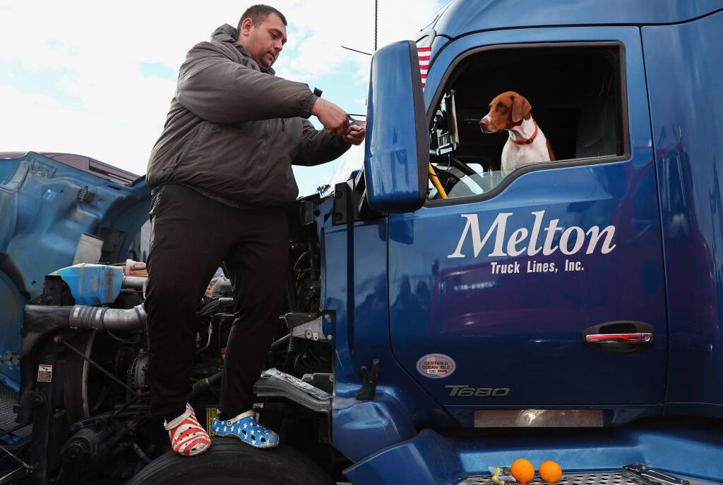 Truck driver and his dog