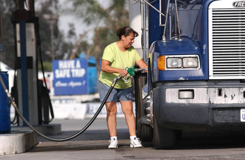 Trucker refueling