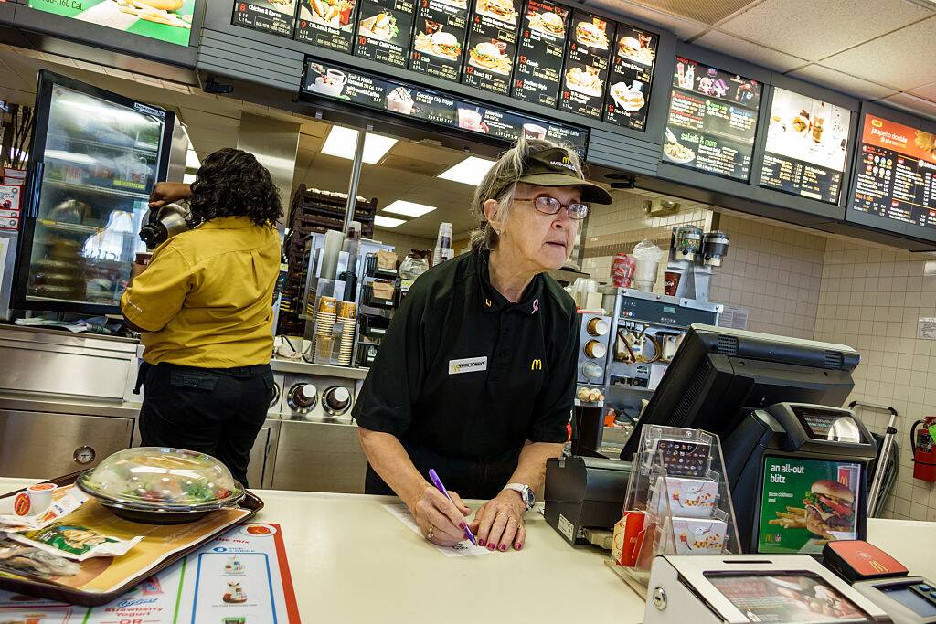 Senior working at McDonald's