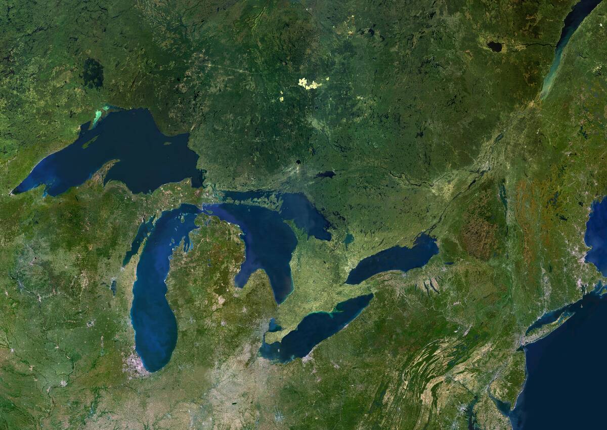 Great Lakes, Usa & Canada, True Colour Satellite Image