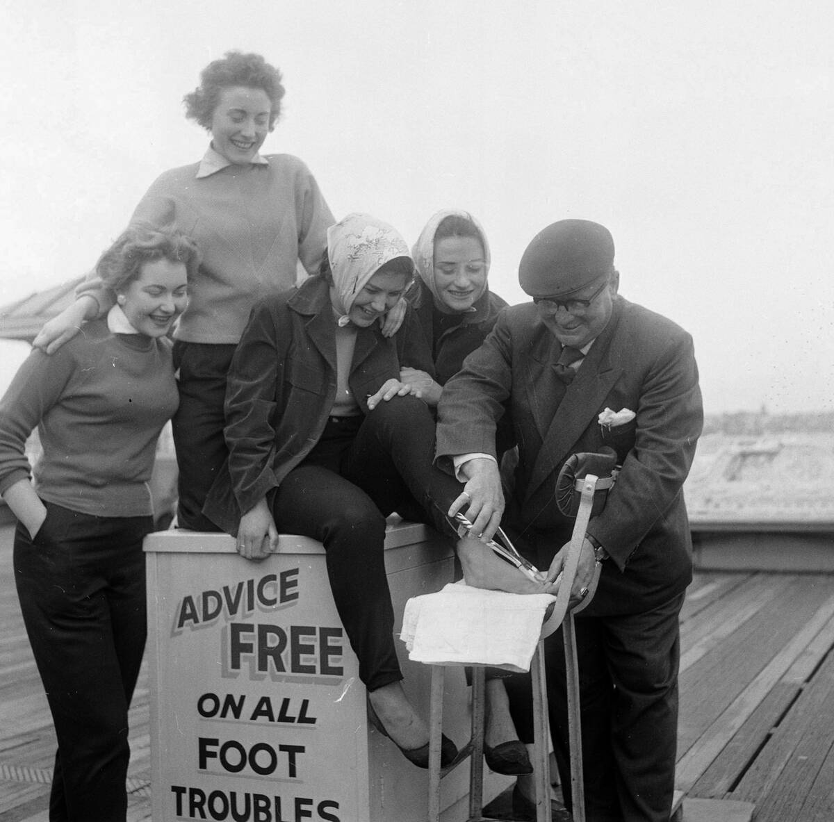 Women in Blackpool having their feet inspected