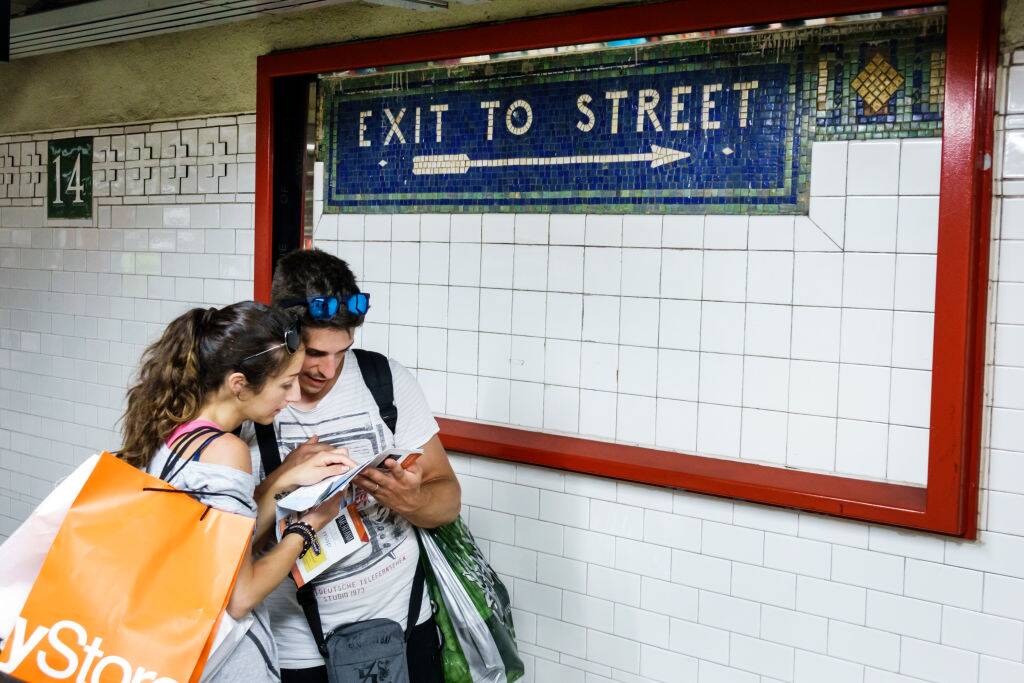 Couple reading a map