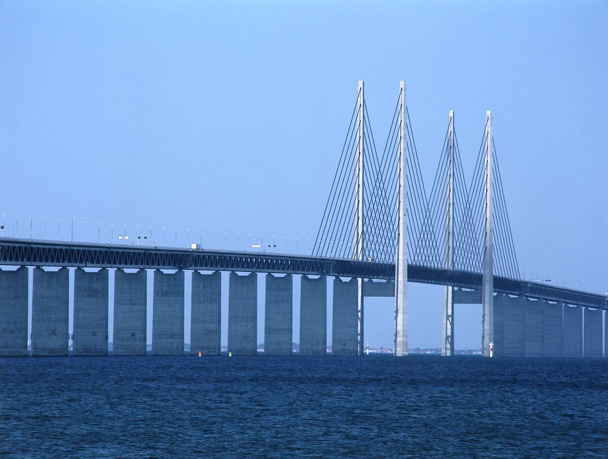 Oresund Bridge. Linking Malmo, Sweden and Copenhagen, Denmark.