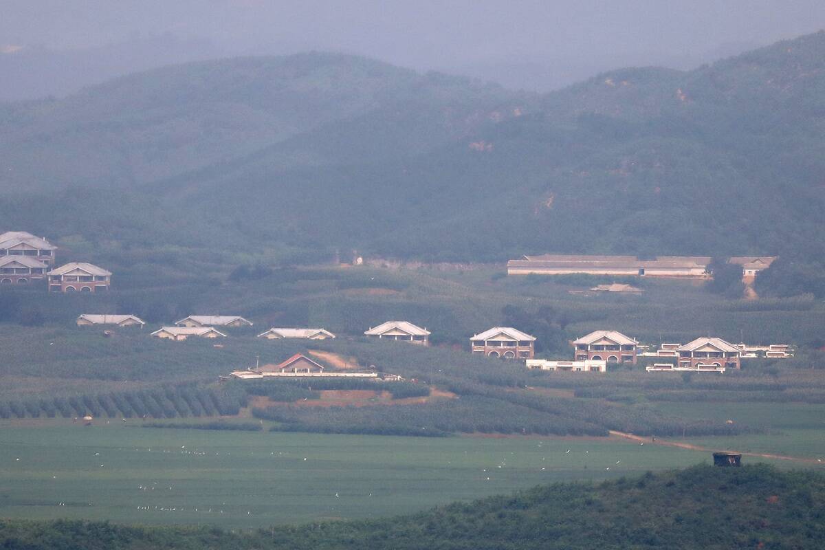 View Of The Demilitarized Zone Between North And South Koreas After American Citizen Detained In North