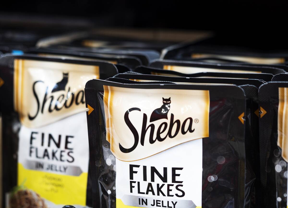 Sheba Fine Flakes, Cat food seen displayed in a store...