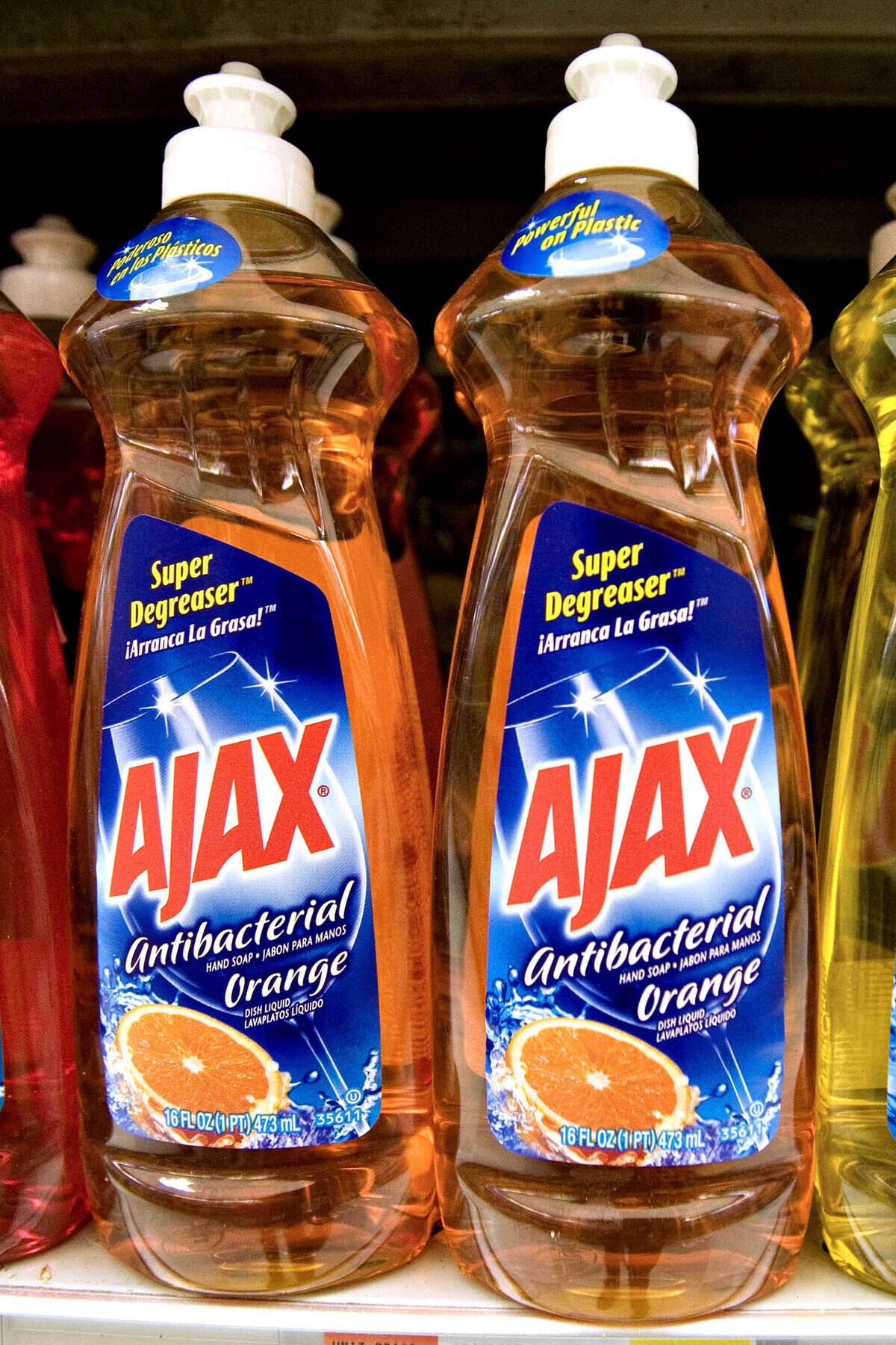 Ajax dishwashing soap, made by Colgate-Palmolive Co., is dis